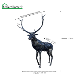 Cerf sculpture métallique 270x200x150cm